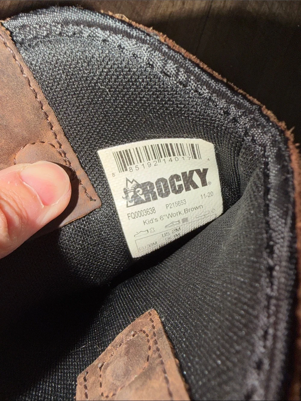 Rocky Kids Work Boots size 2M